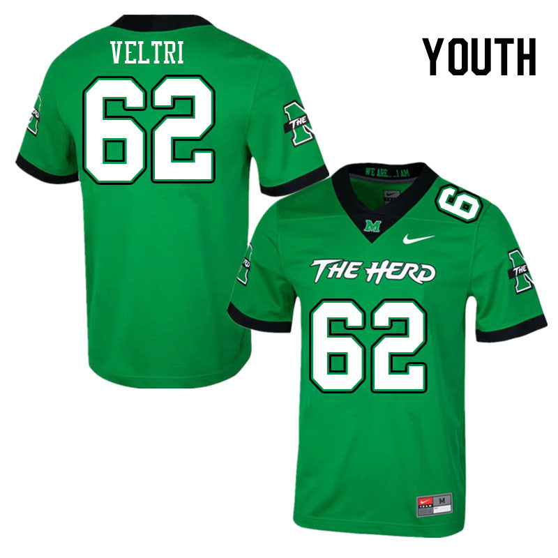 Youth #62 Charlie Veltri Marshall Thundering Herd College Football Jerseys Stitched-Green